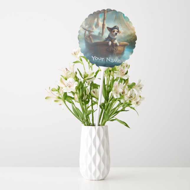 Pirate Dog sailing his Ship Birthday Balloon (Vase)