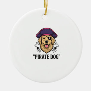 Pirate Dog Vintage Engraving Shirt Design_1 Ceramic Ornament