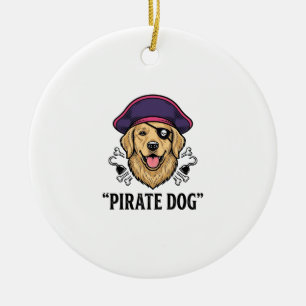 Pirate Dog Vintage Engraving Shirt Design_1 Ceramic Ornament