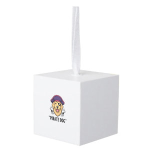 Pirate Dog Vintage Engraving Shirt Design_1 Cube Ornament