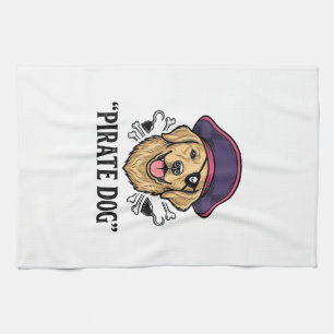 Pirate Dog Vintage Engraving Shirt Design_1 Kitchen Towel