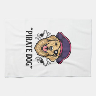 Pirate Dog Vintage Engraving Shirt Design_1 Kitchen Towel