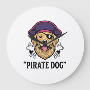 Pirate Dog Vintage Engraving Shirt Design_1 Large Clock