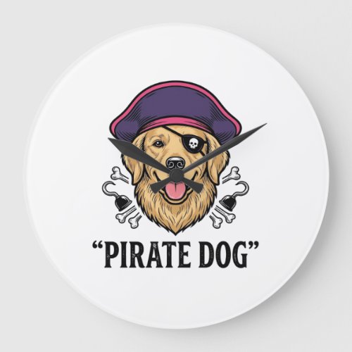 Pirate Dog Vintage Engraving Shirt Design_1 Large Clock