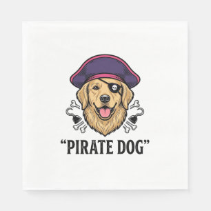 Pirate Dog Vintage Engraving Shirt Design_1 Napkins