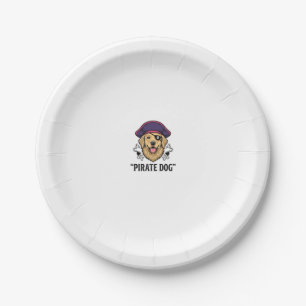 Pirate Dog Vintage Engraving Shirt Design_1 Paper Plates