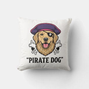 Pirate Dog Vintage Engraving Shirt Design_1 Throw Pillow