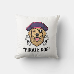 Pirate Dog Vintage Engraving Shirt Design_1 Throw Pillow