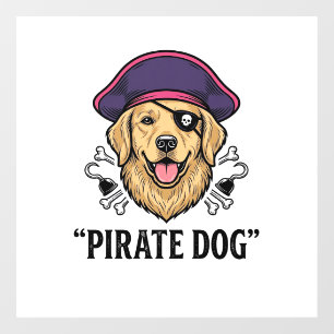 Pirate Dog Vintage Engraving Shirt Design_1 Window Cling