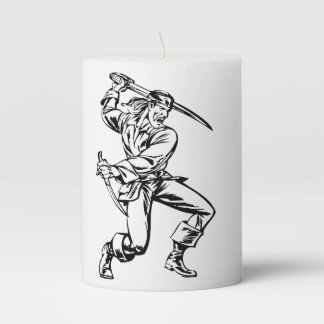 Pirate Double Sword Attacks Enemies Black White Pillar Candle