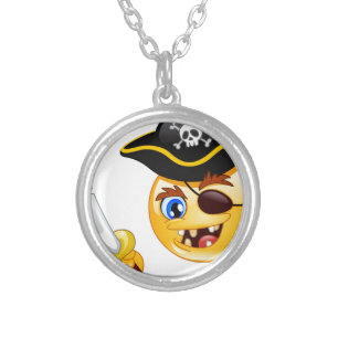 pirate emoji silver plated necklace