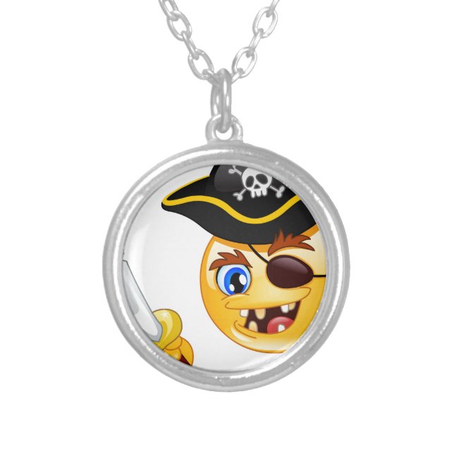 pirate emoji silver plated necklace (Front)