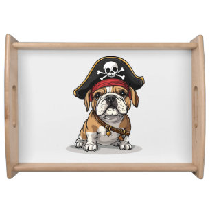 Pirate English Bulldog Skull Crossbones Serving Tray