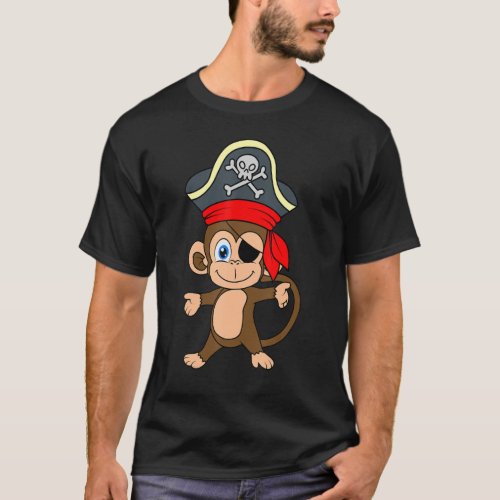 Pirate Eye Patch Monkey Sea Sailor Crew Ship Treas T_Shirt