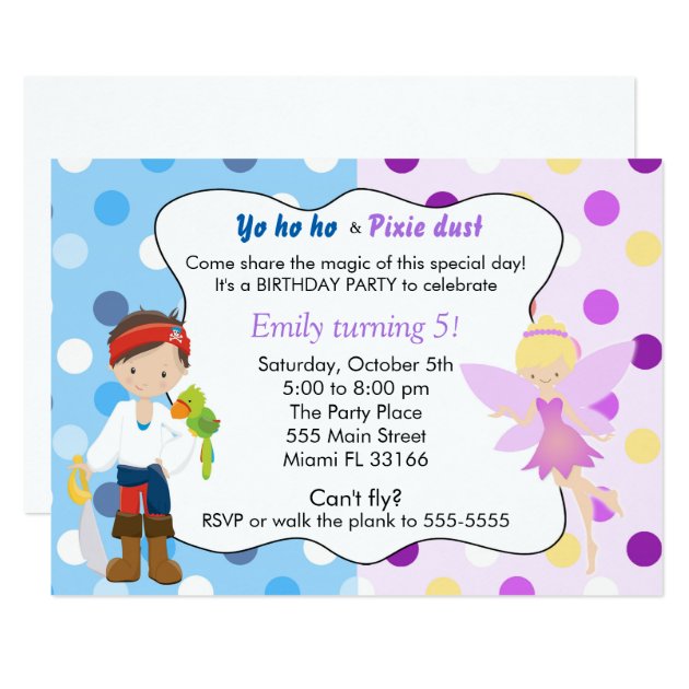 Pirate Fairy Birthday Invitation