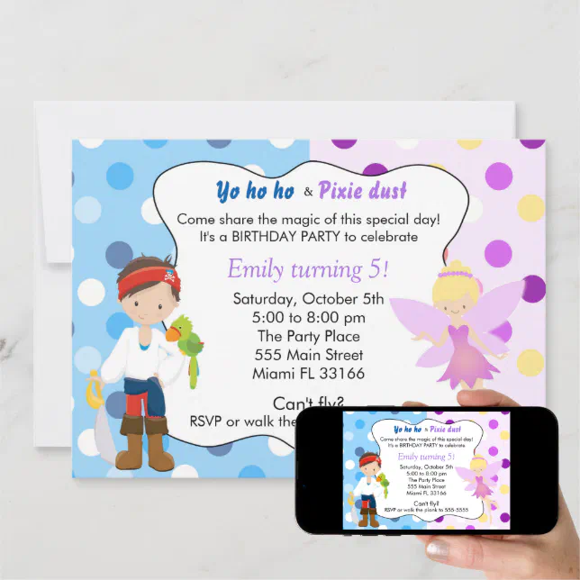 Pirate Fairy Birthday Invitation | Zazzle
