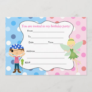 Pirate Fairy Birthday Invitation Fill In