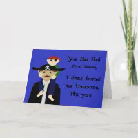 Father's Day Card Treasure Chest Dad Grandpa PIRATES THEME with Pirate Hat