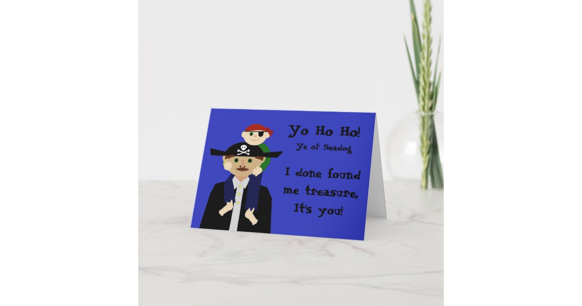 Father's Day Card Treasure Chest Dad Grandpa PIRATES THEME with Pirate Hat