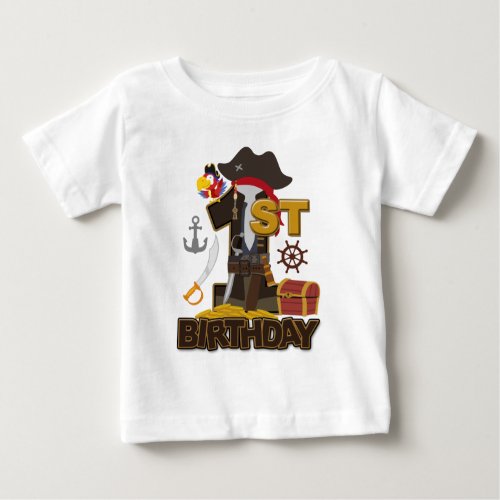 Pirate First Birthday Boy Baby T_Shirt