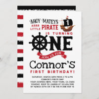 Pirate First Birthday Invitation