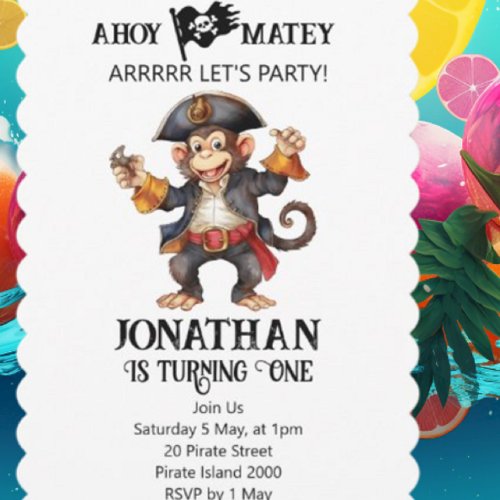 Pirate First Birthday Invitation