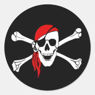 pirate flag bones skull danger classic round sticker