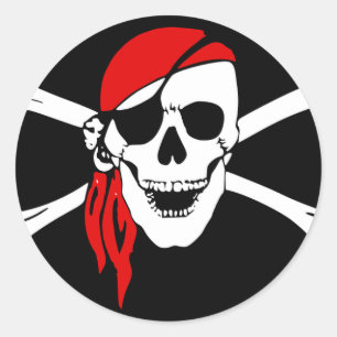 Pirate Flag Bones Skull Danger Symbol Classic Round Sticker