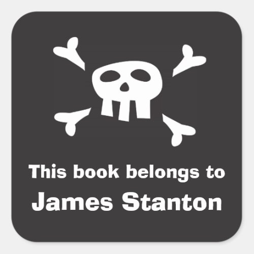 Pirate flag bookplate stickerbook label for boys