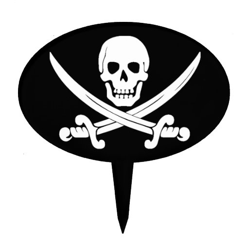 Pirate Flag Jolly Roger Skull and Crossbones Gift Cake Topper | Zazzle