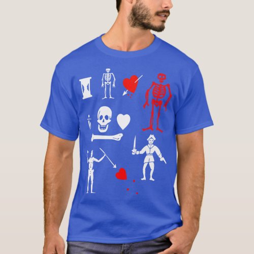 Pirate Flag Jolly Rogers Skeletons Skulls Crossbon T_Shirt