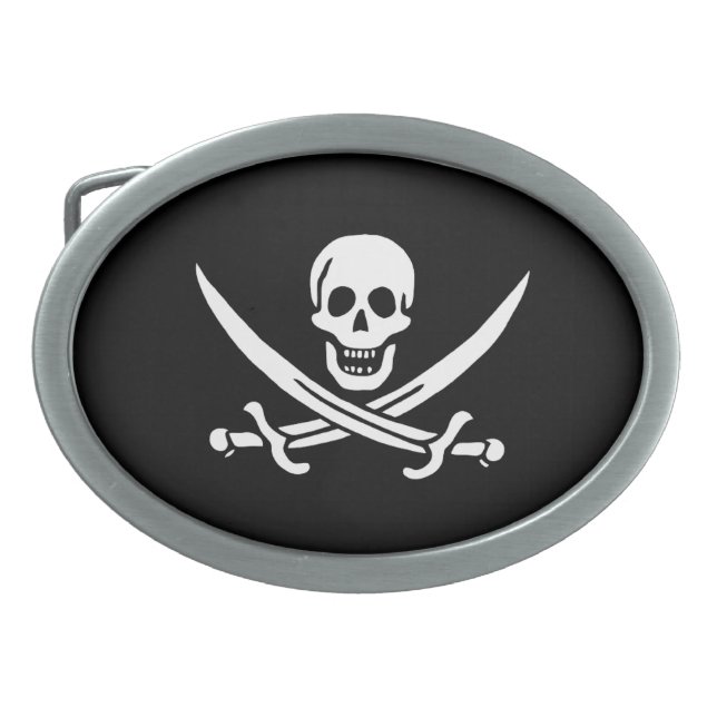 Pirate Flag of Calico Jack Oval Belt Buckle (Front)