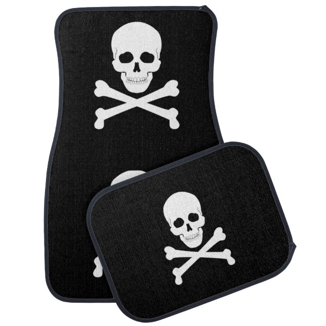 Pirate Flag Skull and Crossbones Jolly Roger Car Floor Mat (Set)