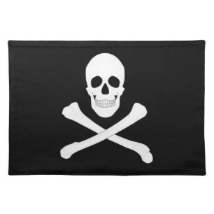 Pirate Flag (Skull and Crossbones) (Jolly Roger)  Cloth Placemat