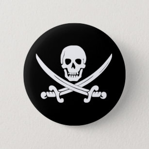 Pirate Flag Skull and Crossbones Jolly Roger Gift Pinback Button