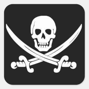 Pirate Flag Skull and Crossbones Jolly Roger Gift Square Sticker