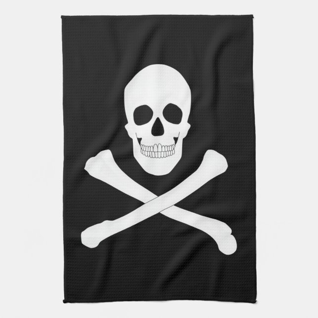 Pirate Flag (Skull and Crossbones) (Jolly Roger) Kitchen Towel (Vertical)
