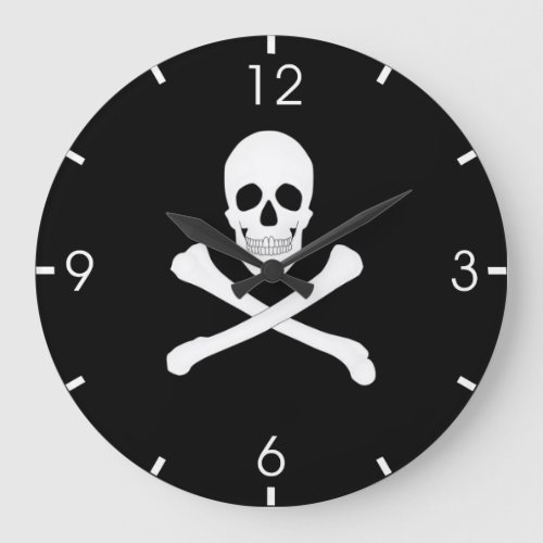 Pirate Flag Skull and Crossbones Jolly Roger Large Clock
