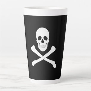Pirate Flag (Skull and Crossbones) (Jolly Roger) Latte Mug