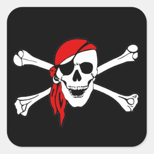 Pirate Flag Skull and Crossbones Jolly Roger Square Sticker