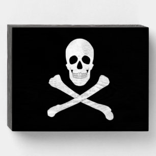 Pirate Flag (Skull and Crossbones) (Jolly Roger) Wooden Box Sign