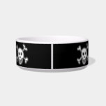 Pirate flag skull and crossbones pet bowl<br><div class="desc">Pirate flag skull and crossbones pet bowl. Jolly roger bowls for dog or cat with custom pet name and color. Cute gift idea for cat owner or dog lover. Personalizable colors. Ahoy Matey!</div>