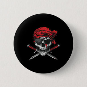 Pirate Flag Skull And Crossbones Skeleton Graphic  Button