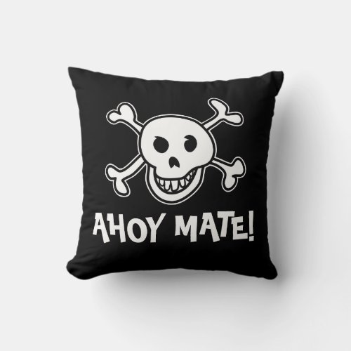 Pirate flag skull and crossbones throw pillow