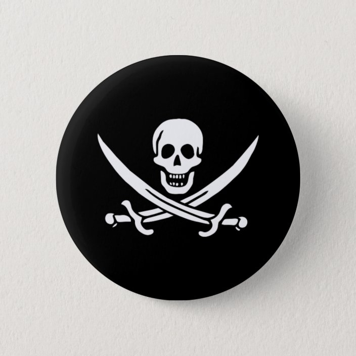 Pirate Flag Skull and Crossed Swords Jolly Roger Button | Zazzle.com