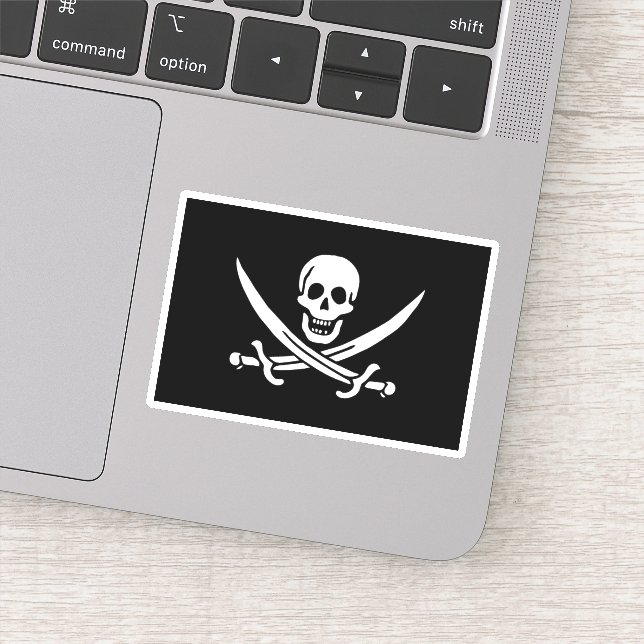 Pirate Flag Skull and Crossed Swords Jolly Roger Sticker (Detail)