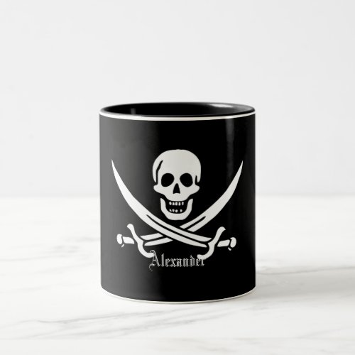 Pirate Flag Skull and Crossed Swords Jolly Roger Two_Tone Coffee Mug