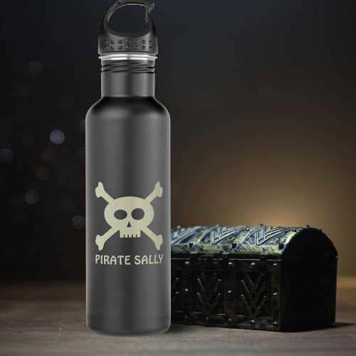 Pirate Flag Skull  Crossbones Black Water Bottle