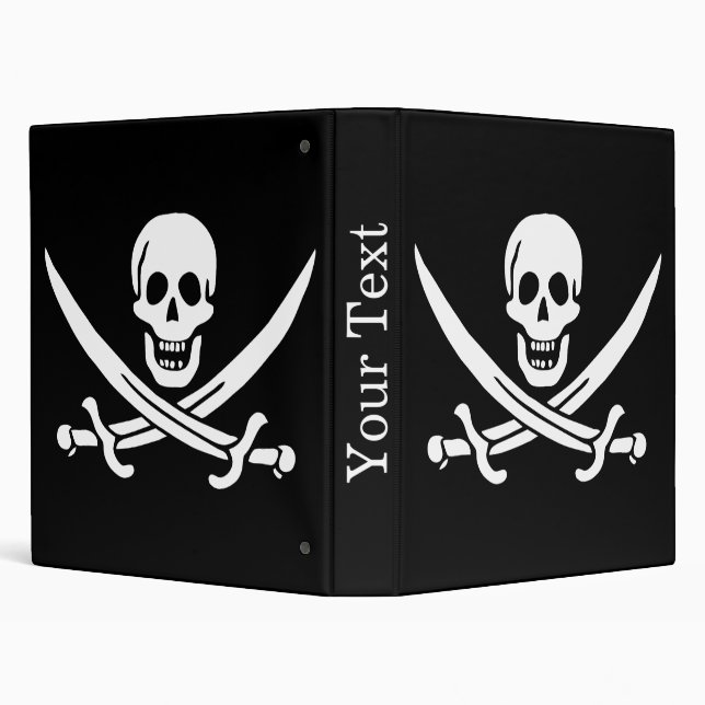Pirate Flag Skull Crossed Swords 3 Ring Binder (Background)