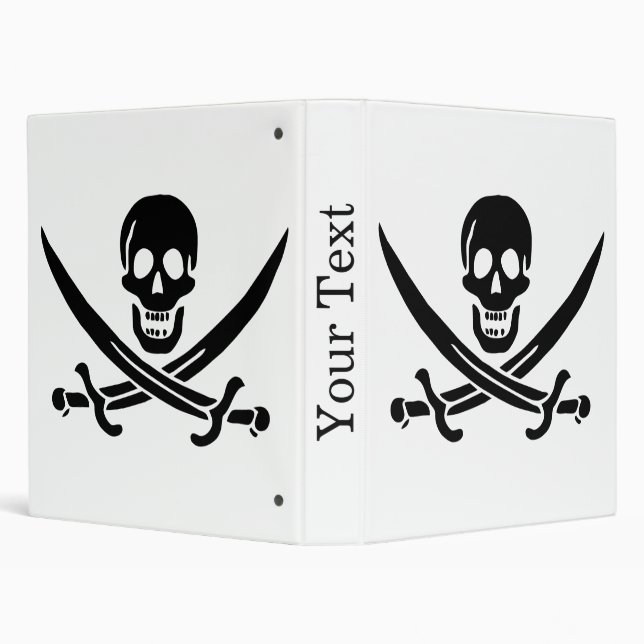 Pirate Flag Skull Crossed Swords 3 Ring Binder (Background)